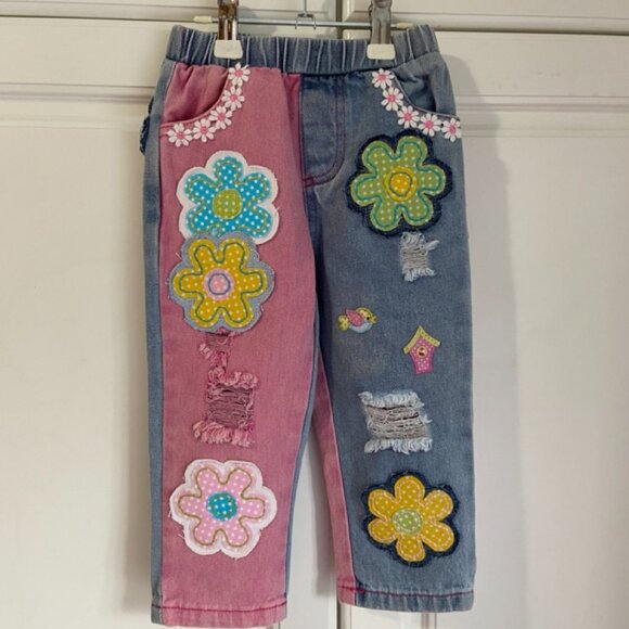 🌸 Hand-Embroidered Toddler Jeans (Size 12–18 Months) 🌸 NWT - Picture 2 of 16